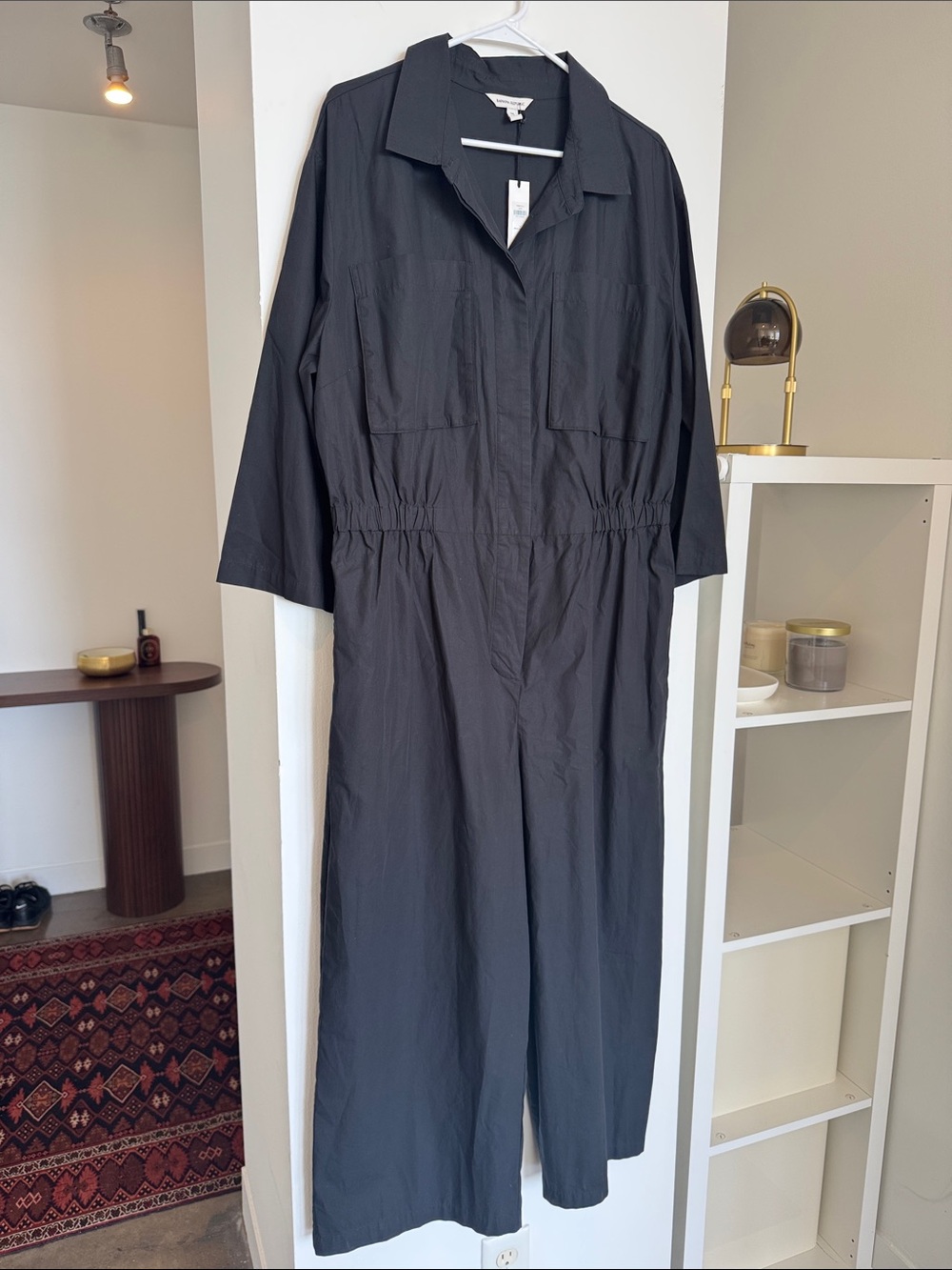 NWT BANANA REPUBLIC Cotton Poplin Boiler Suit Utility Jumpsuit Black 16